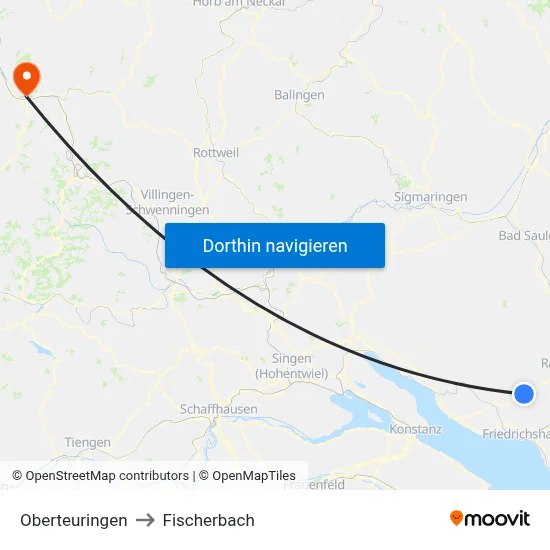 Oberteuringen to Fischerbach map
