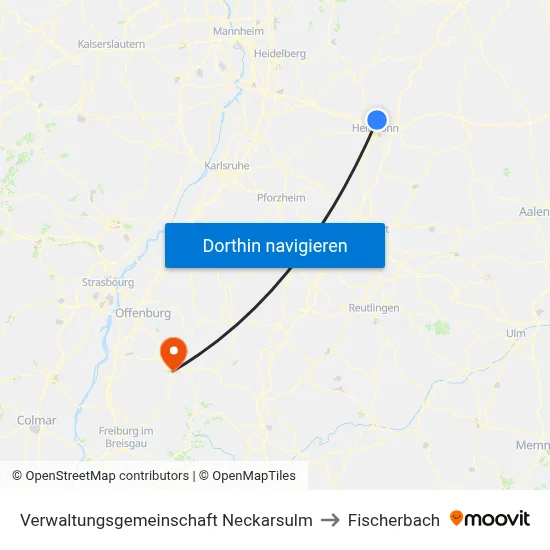 Verwaltungsgemeinschaft Neckarsulm to Fischerbach map