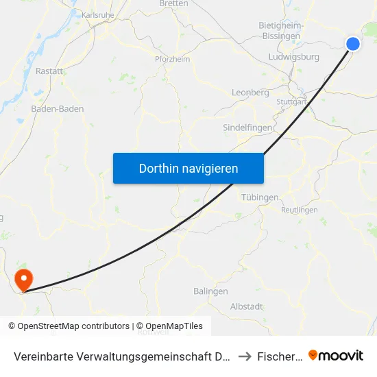 Vereinbarte Verwaltungsgemeinschaft Der Stadt Backnang to Fischerbach map