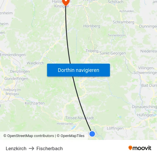 Lenzkirch to Fischerbach map