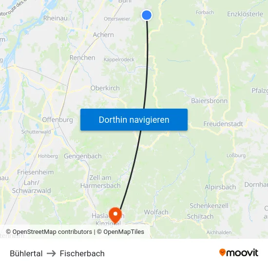 Bühlertal to Fischerbach map