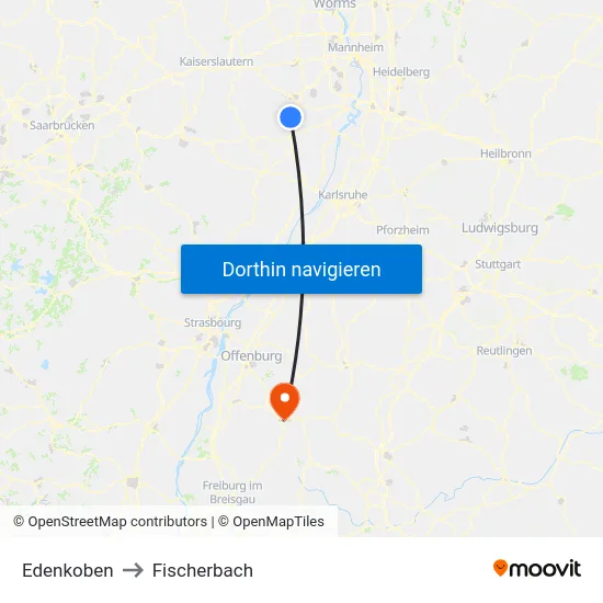 Edenkoben to Fischerbach map
