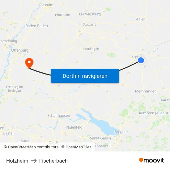 Holzheim to Fischerbach map