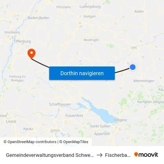 Gemeindeverwaltungsverband Schwendi to Fischerbach map