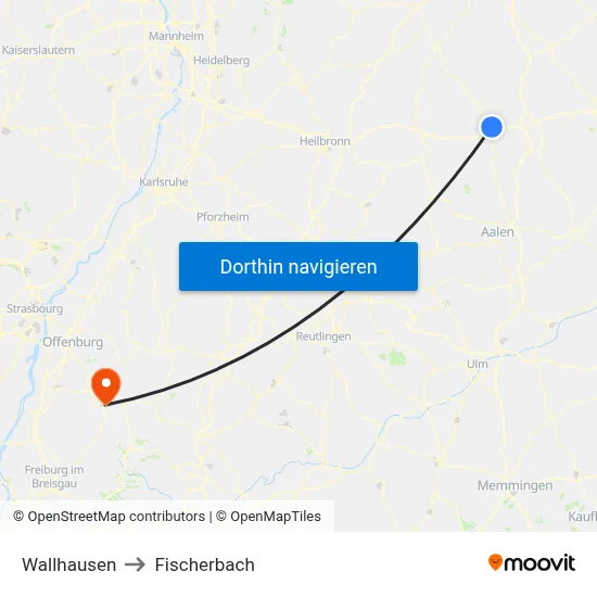 Wallhausen to Fischerbach map