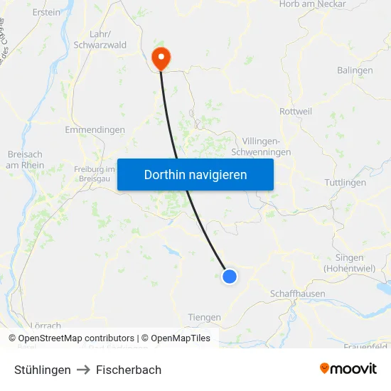 Stühlingen to Fischerbach map