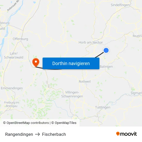 Rangendingen to Fischerbach map