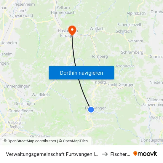 Verwaltungsgemeinschaft Furtwangen Im Schwarzwald to Fischerbach map