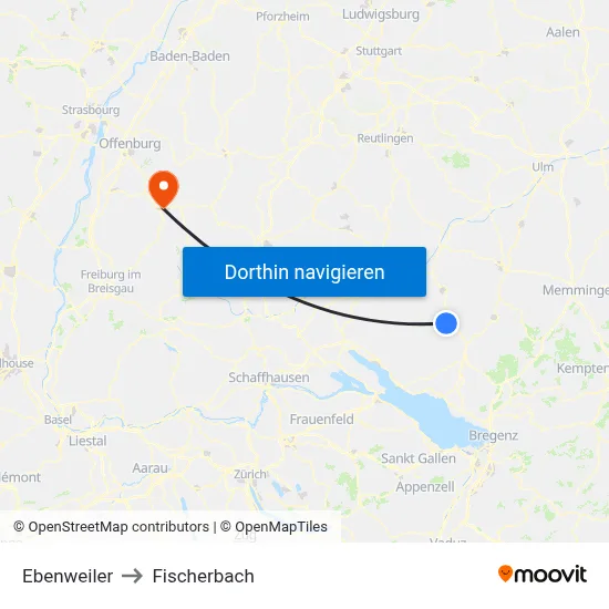 Ebenweiler to Fischerbach map