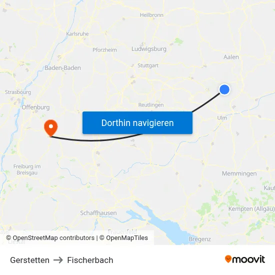 Gerstetten to Fischerbach map