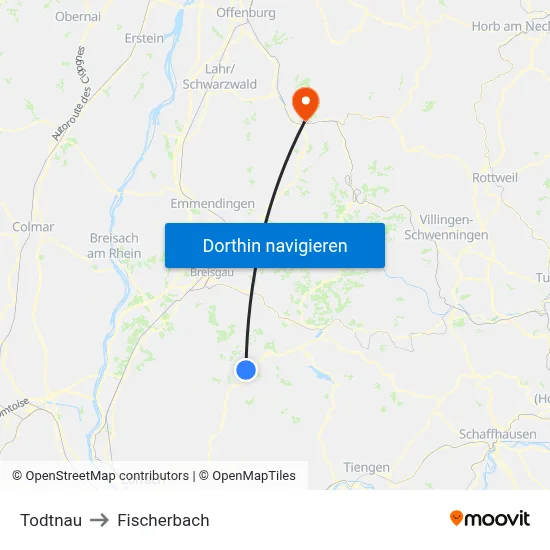 Todtnau to Fischerbach map