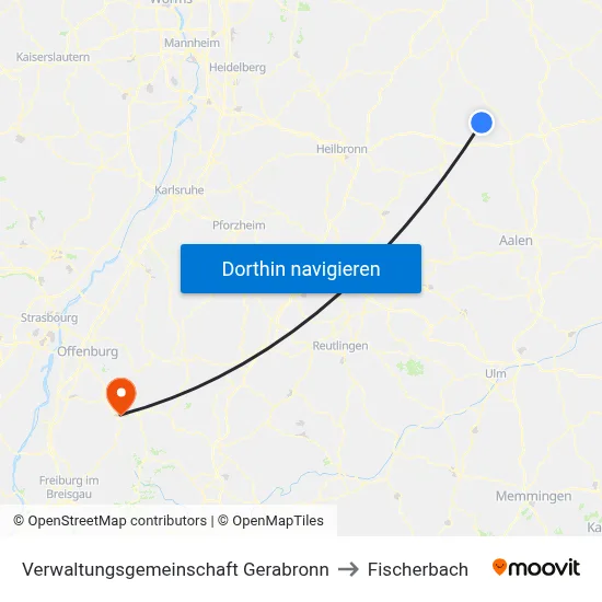 Verwaltungsgemeinschaft Gerabronn to Fischerbach map