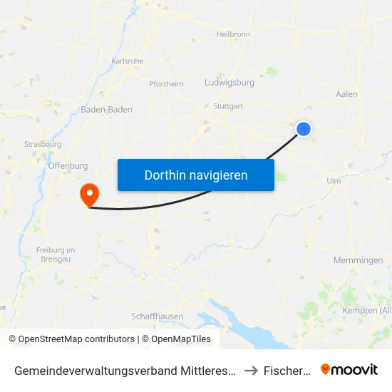 Gemeindeverwaltungsverband Mittleres Fils-Lautertal to Fischerbach map