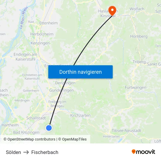 Sölden to Fischerbach map