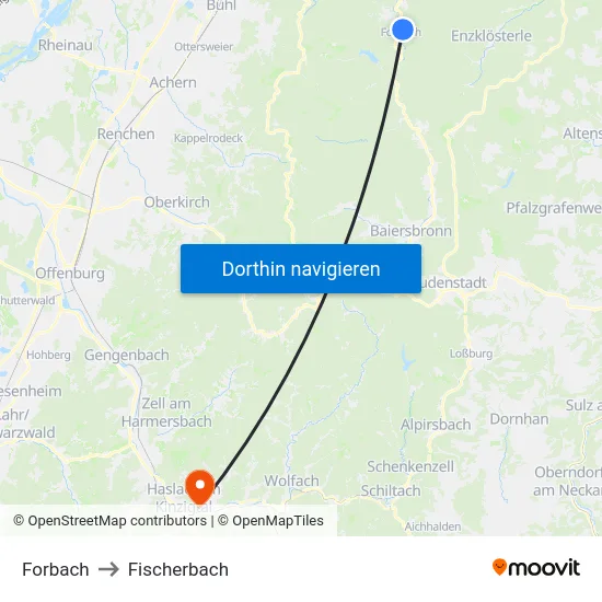 Forbach to Fischerbach map