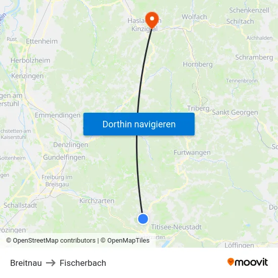 Breitnau to Fischerbach map