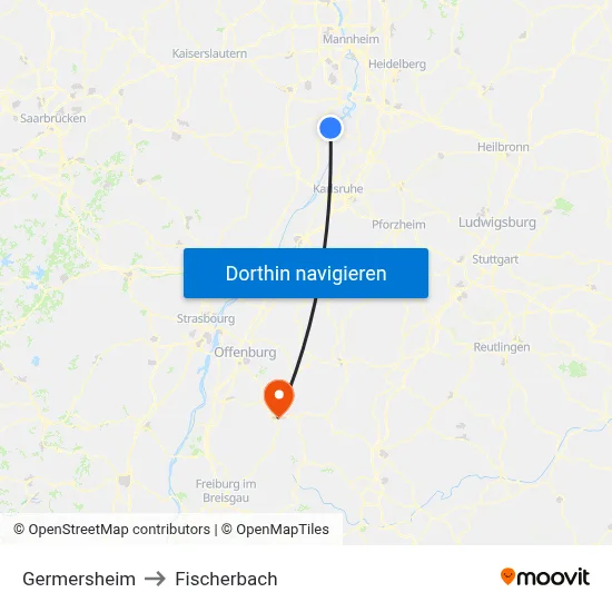 Germersheim to Fischerbach map