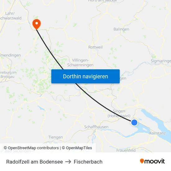 Radolfzell am Bodensee to Fischerbach map