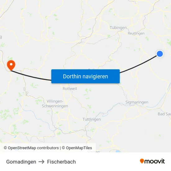 Gomadingen to Fischerbach map