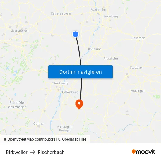 Birkweiler to Fischerbach map