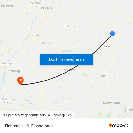 Fichtenau to Fischerbach map