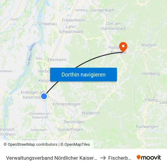 Verwaltungsverband Nördlicher Kaiserstuhl to Fischerbach map
