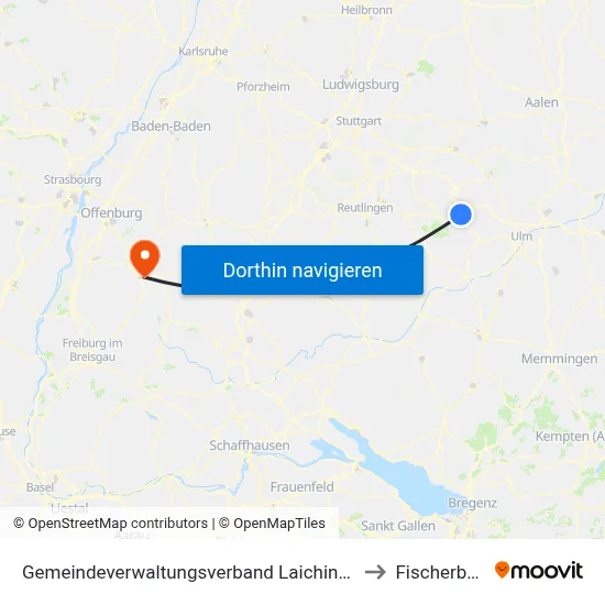 Gemeindeverwaltungsverband Laichinger Alb to Fischerbach map