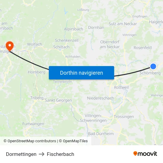Dormettingen to Fischerbach map