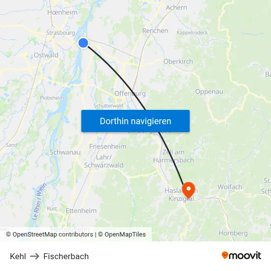 Kehl to Fischerbach map