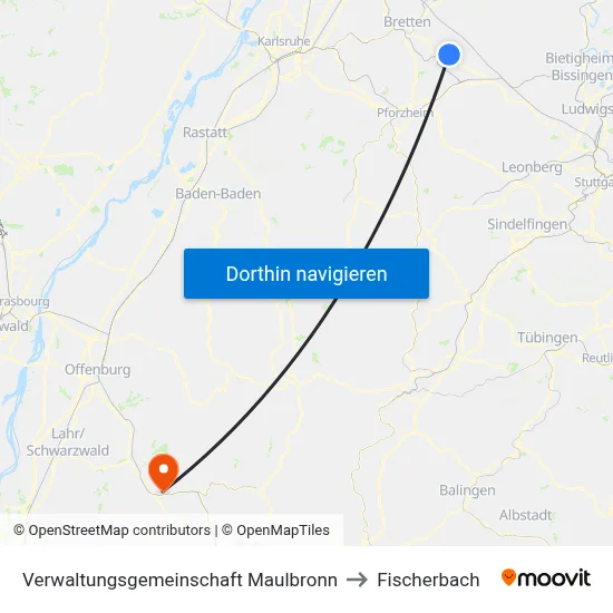 Verwaltungsgemeinschaft Maulbronn to Fischerbach map