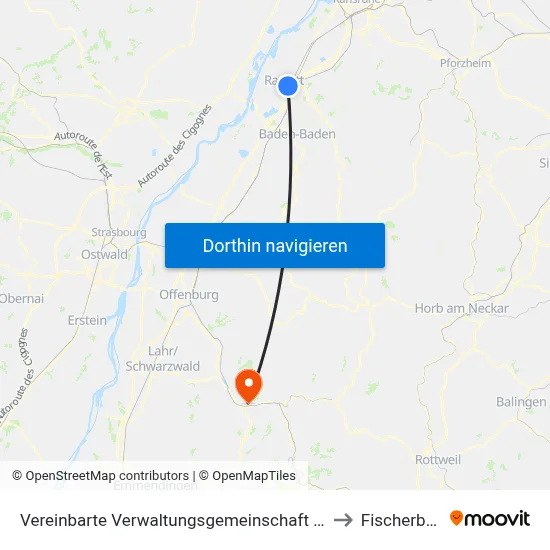 Vereinbarte Verwaltungsgemeinschaft Rastatt to Fischerbach map