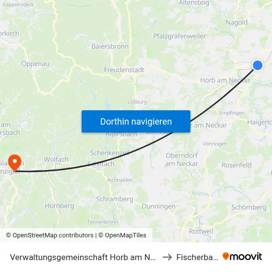 Verwaltungsgemeinschaft Horb am Neckar to Fischerbach map