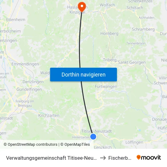 Verwaltungsgemeinschaft Titisee-Neustadt to Fischerbach map