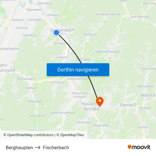 Berghaupten to Fischerbach map