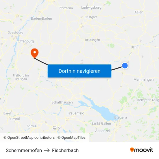 Schemmerhofen to Fischerbach map