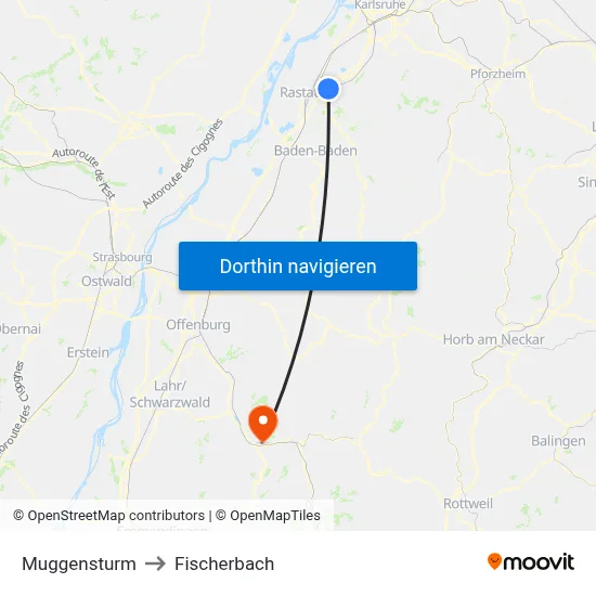 Muggensturm to Fischerbach map