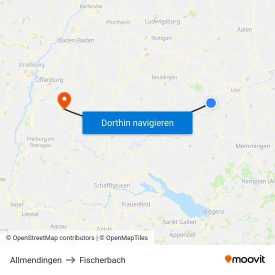 Allmendingen to Fischerbach map