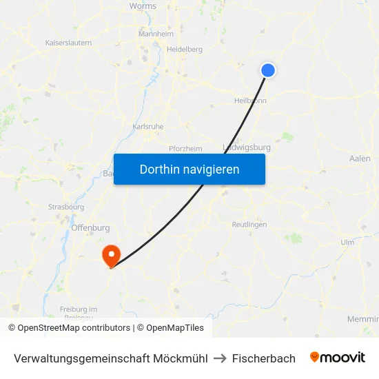 Verwaltungsgemeinschaft Möckmühl to Fischerbach map