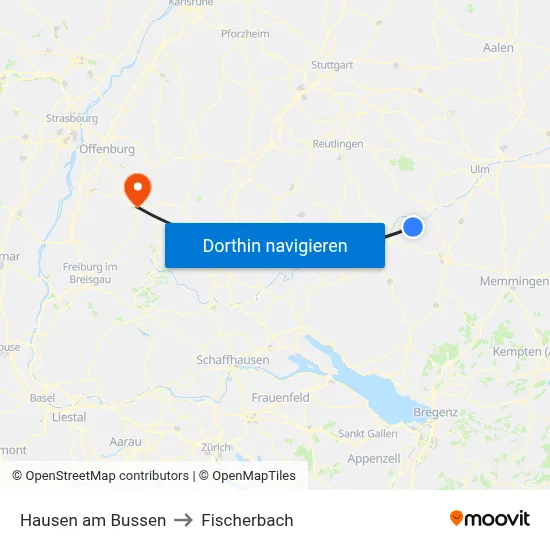 Hausen am Bussen to Fischerbach map