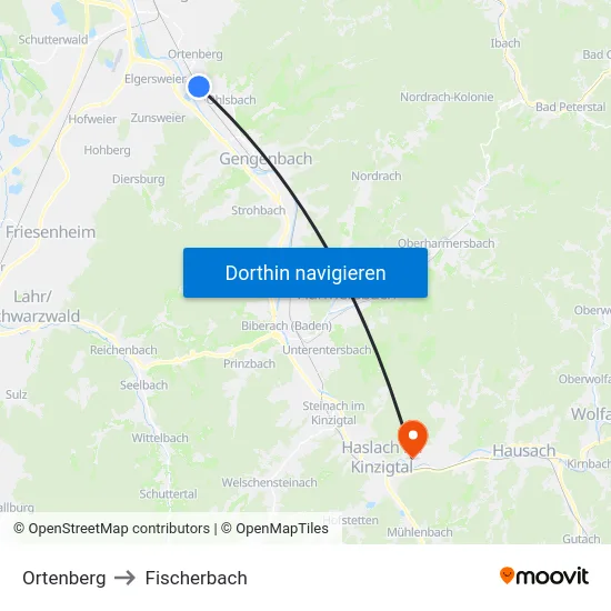 Ortenberg to Fischerbach map