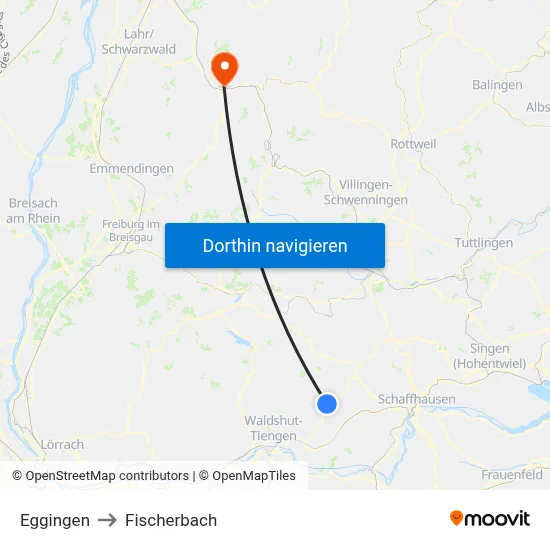 Eggingen to Fischerbach map