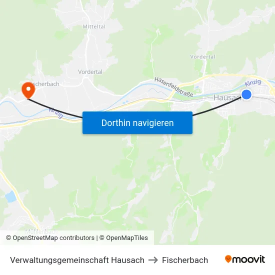 Verwaltungsgemeinschaft Hausach to Fischerbach map