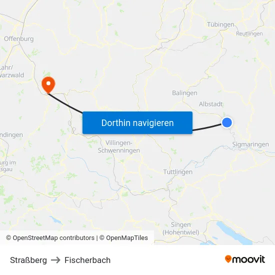 Straßberg to Fischerbach map