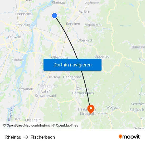 Rheinau to Fischerbach map