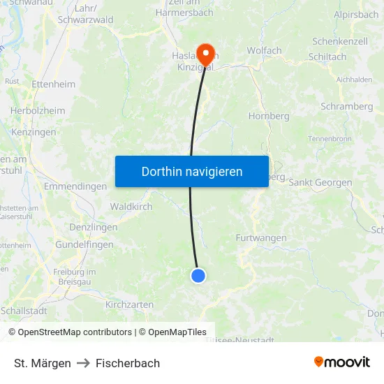 St. Märgen to Fischerbach map