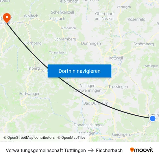 Verwaltungsgemeinschaft Tuttlingen to Fischerbach map