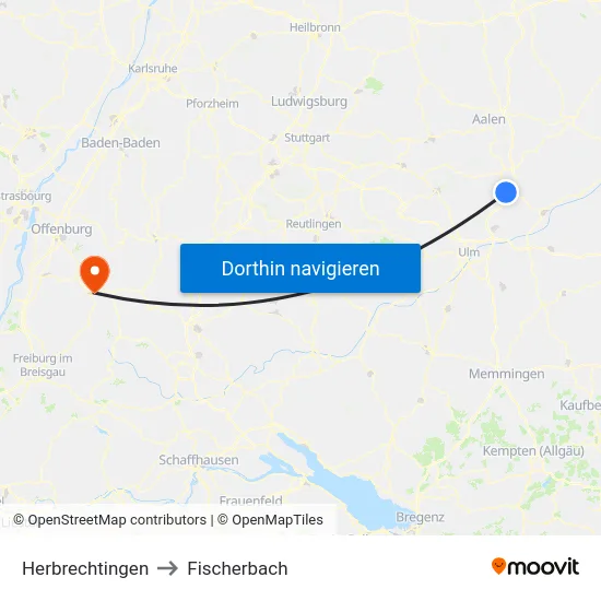 Herbrechtingen to Fischerbach map