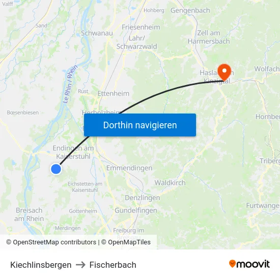 Kiechlinsbergen to Fischerbach map