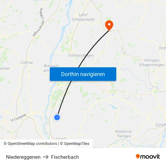 Niedereggenen to Fischerbach map
