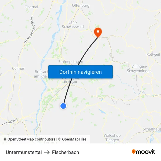 Untermünstertal to Fischerbach map